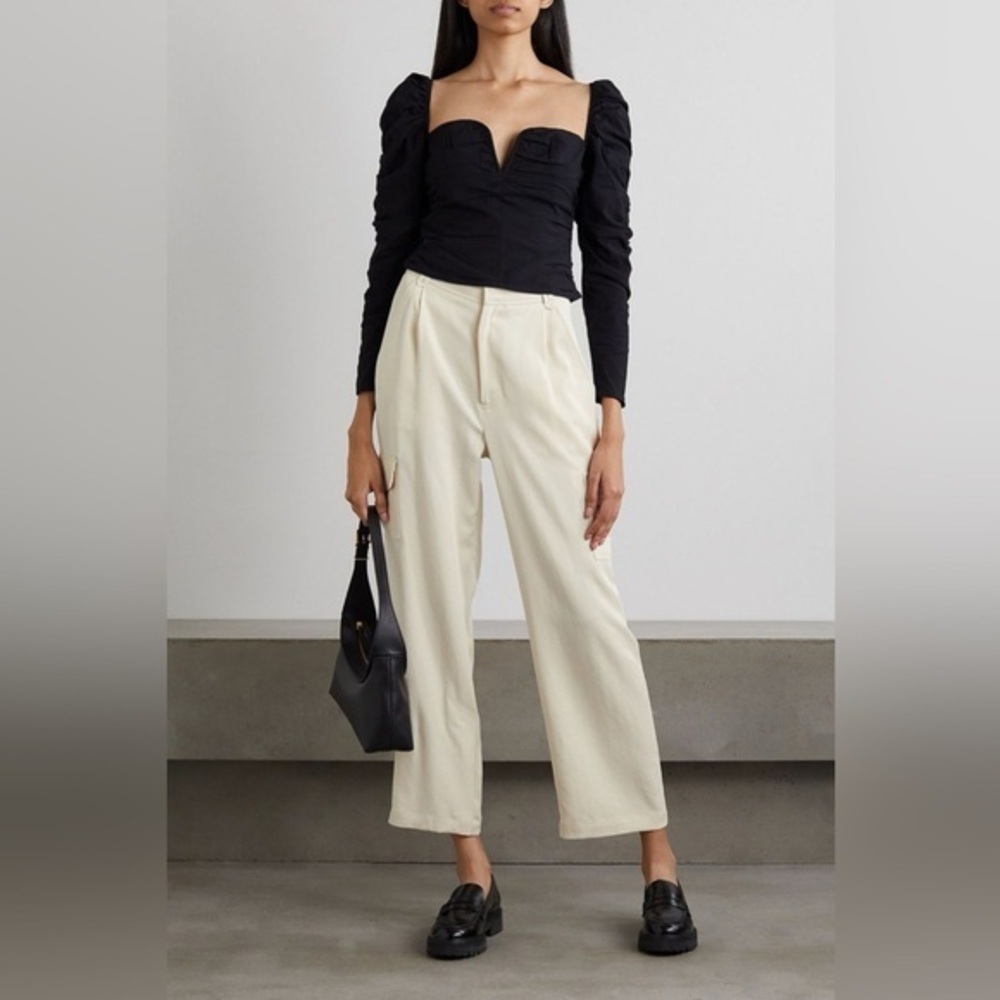 Reformation Jackson Tencel Lyocell-twill Straight-leg Cargo Pants Size 10 Beige